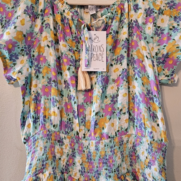 NWT Patrons Of Peace Daisy Sundress Floral Print Mini Feminine Sun Dress Size XS - Picture 7 of 15
